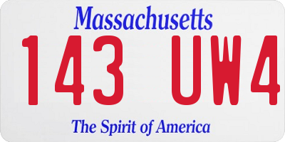 MA license plate 143UW4