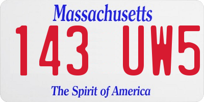 MA license plate 143UW5