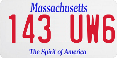 MA license plate 143UW6
