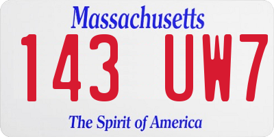 MA license plate 143UW7