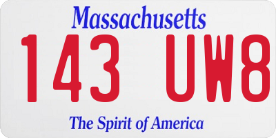 MA license plate 143UW8