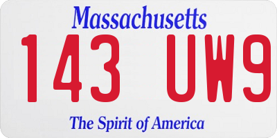 MA license plate 143UW9