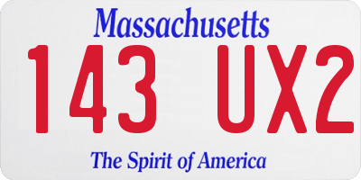 MA license plate 143UX2