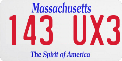 MA license plate 143UX3