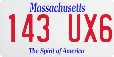 MA license plate 143UX6