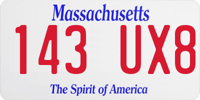 MA license plate 143UX8