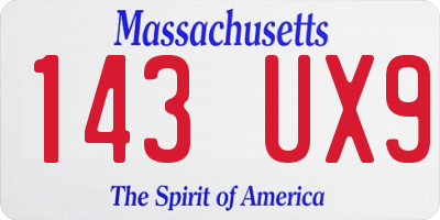 MA license plate 143UX9