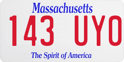 MA license plate 143UY0
