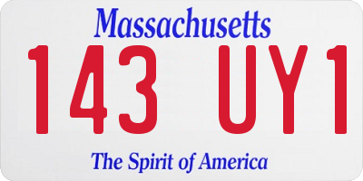 MA license plate 143UY1