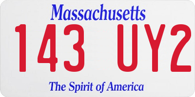 MA license plate 143UY2