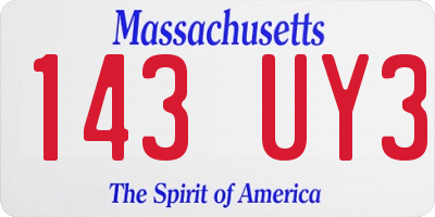 MA license plate 143UY3