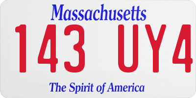MA license plate 143UY4