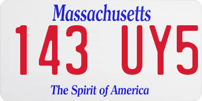 MA license plate 143UY5