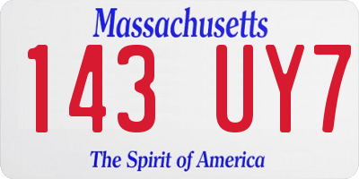 MA license plate 143UY7