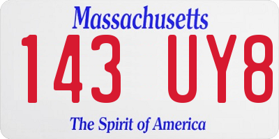 MA license plate 143UY8