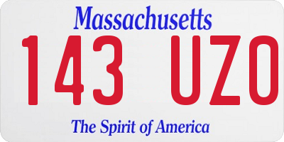 MA license plate 143UZ0