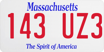 MA license plate 143UZ3