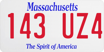 MA license plate 143UZ4