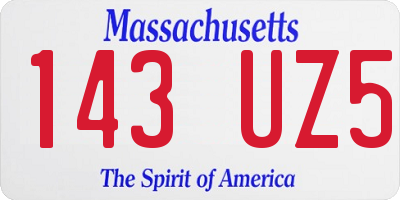 MA license plate 143UZ5