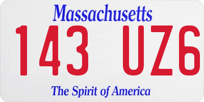 MA license plate 143UZ6