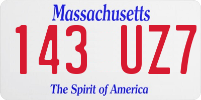 MA license plate 143UZ7
