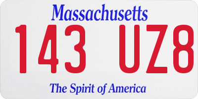 MA license plate 143UZ8