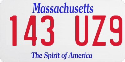 MA license plate 143UZ9