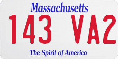 MA license plate 143VA2