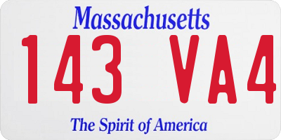 MA license plate 143VA4