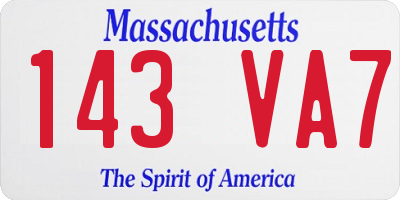 MA license plate 143VA7
