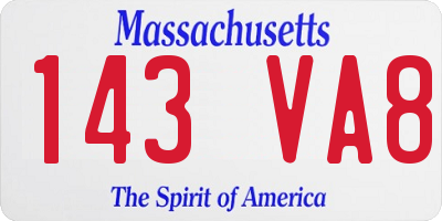 MA license plate 143VA8
