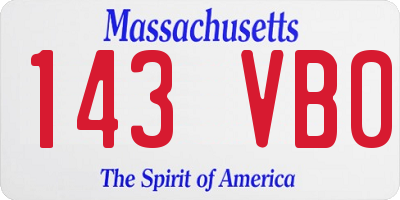 MA license plate 143VB0