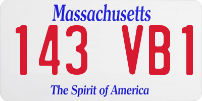 MA license plate 143VB1