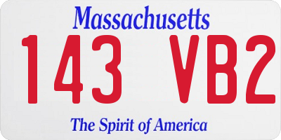 MA license plate 143VB2