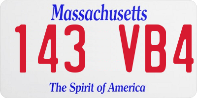 MA license plate 143VB4
