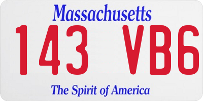 MA license plate 143VB6