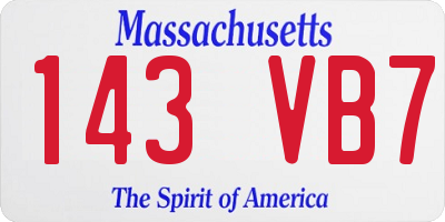 MA license plate 143VB7