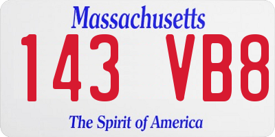 MA license plate 143VB8