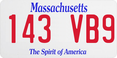 MA license plate 143VB9