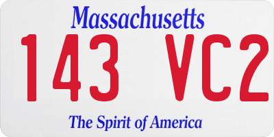 MA license plate 143VC2