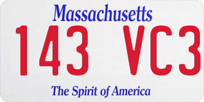 MA license plate 143VC3