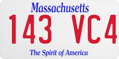 MA license plate 143VC4