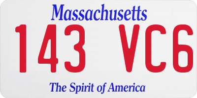 MA license plate 143VC6