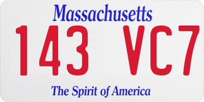 MA license plate 143VC7