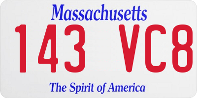 MA license plate 143VC8