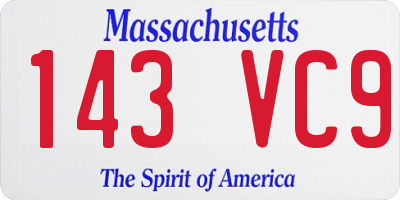 MA license plate 143VC9