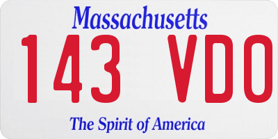 MA license plate 143VD0