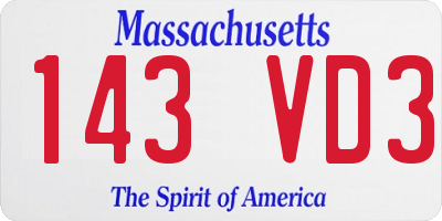 MA license plate 143VD3
