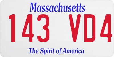 MA license plate 143VD4