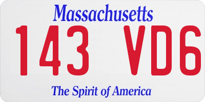 MA license plate 143VD6